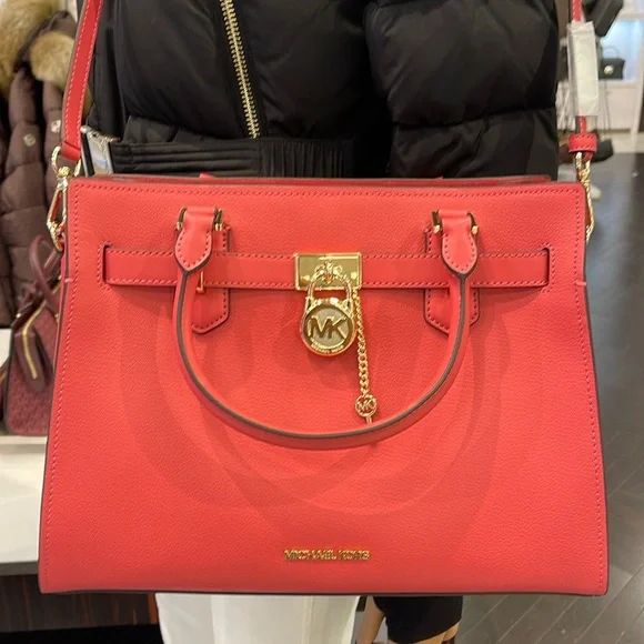 MICHAEL KORS HAMILTON MEDIUM SATCHEL 
 COLOR: LIGHT BERRY SHERBET 
NWT - Picture 6 of 16